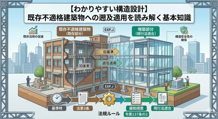 【わかりやすい構造設計】既存不適格建築物への遡及適用を読み解く基本知識 | 構造設計者が色々な構造を考える